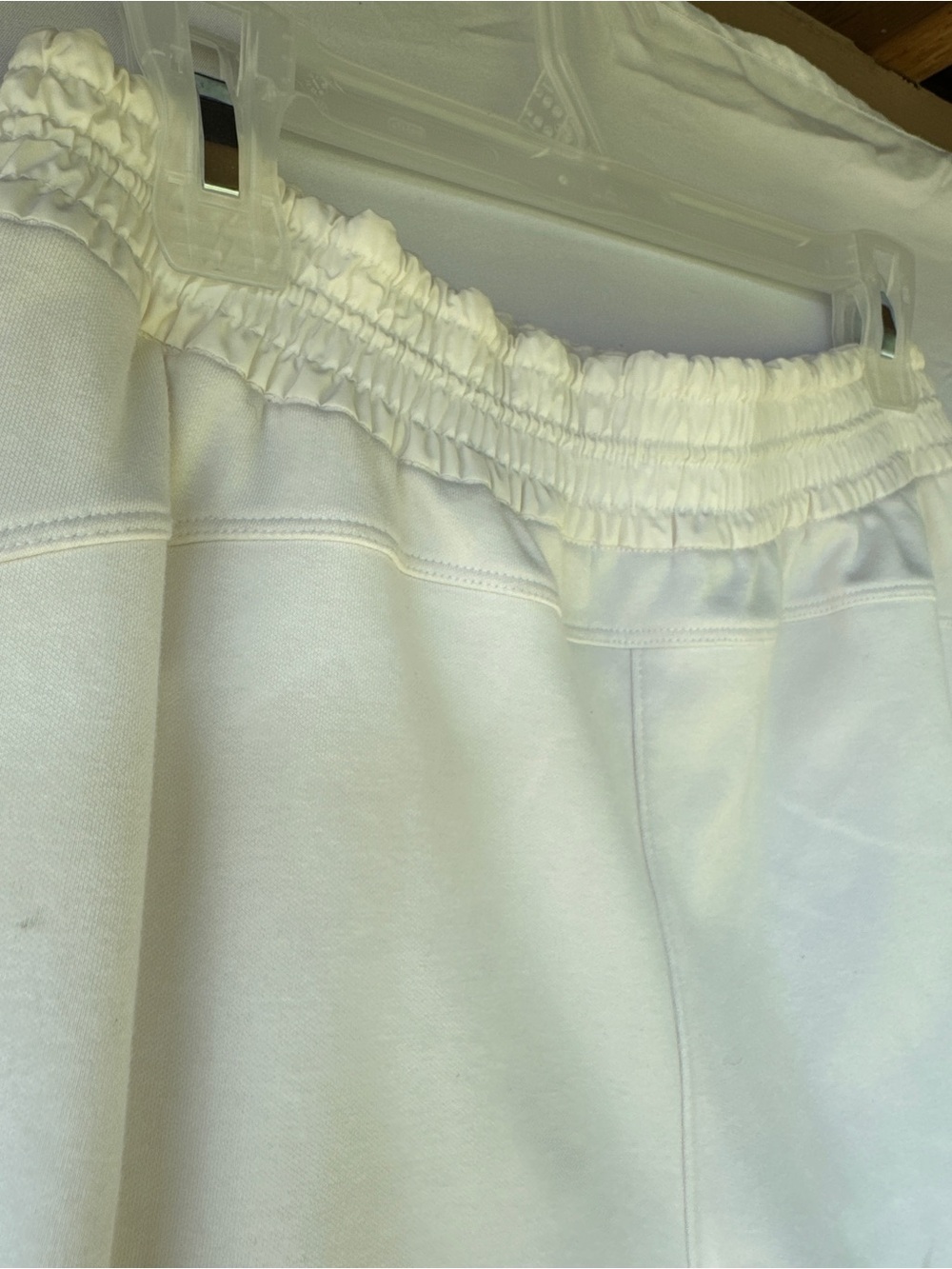 Cream Wide Leg Crop Fleece Bungee Toggle Cargo Sweatpants Lounge Athleta S - Picture 7 of 11